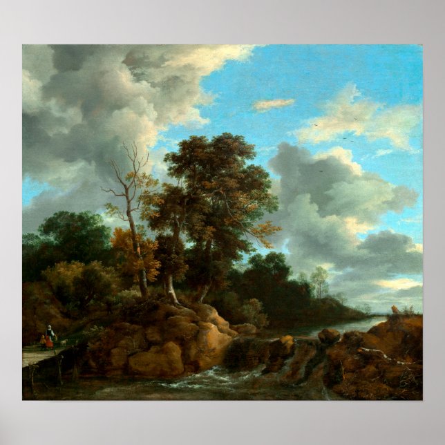 Jacob van Ruisdael Waterfall with Figures Poster (Front)