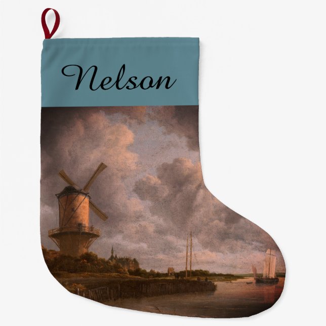 Jacob van Ruisdael's Windmill:  Large Christmas Stocking (Front)