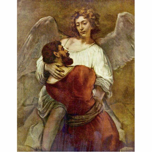 Jacob Wrestling With The Angel By Rembrandt Statuette (Front)