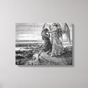 Jacob Wrestling With The Angel Gustave Dore 1855 Canvas Print