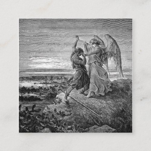 Jacob Wrestling With The Angel Gustave Dore 1855 Square Business Card