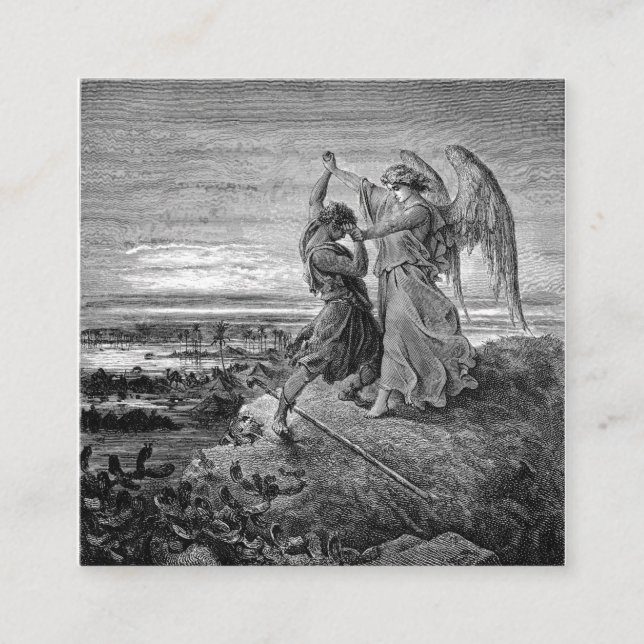 Jacob Wrestling With The Angel Gustave Dore 1855 Square Business Card (Front)