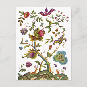 Jacobean Crewel Embroidery Tree of Life Postcard