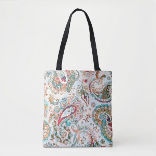 Jacobean Ethnic Floral Pattern Tote Bag