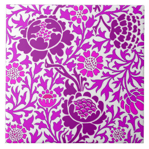 Jacobean Floral, Amethyst Purple and Lilac Ceramic Tile
