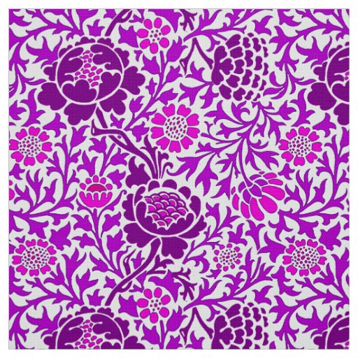 Jacobean Floral, Amethyst Purple and Lilac  Fabric