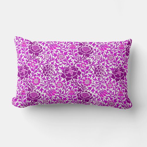 Jacobean Floral Amethyst Purple and Lilac  Lumbar Pillow
