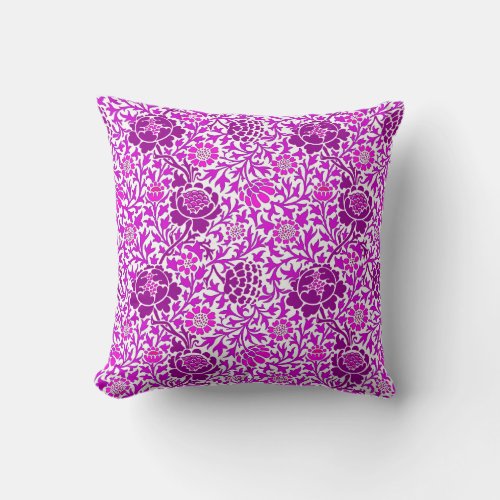 Jacobean Floral Amethyst Purple and Lilac  Throw Pillow