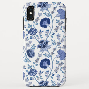 Jacobean Floral Big Pattern Blues on White iPhone XS Max Case