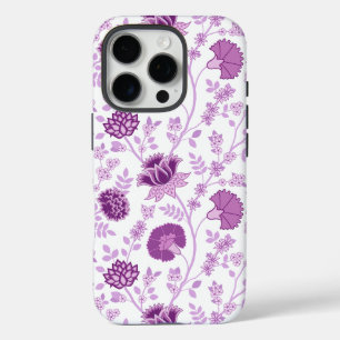 Jacobean Floral Big Pattern Pinks on White iPhone 16 Pro Case