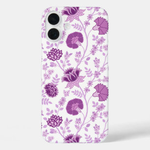 Jacobean Floral Big Pattern Pinks on White iPhone 16 Plus Case