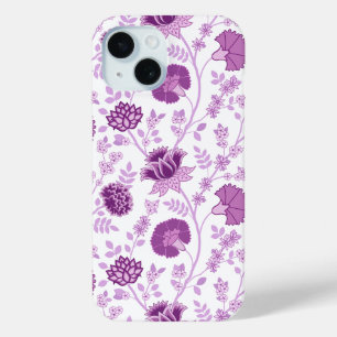 Jacobean Floral Big Pattern Pinks on White iPhone 15 Case