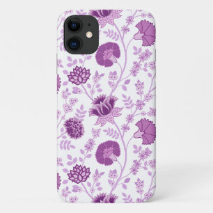 Jacobean Floral Big Pattern Pinks on White iPhone 11 Case