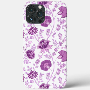 Jacobean Floral Big Pattern Pinks on White iPhone 13 Pro Max Case