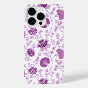 Jacobean Floral Big Pattern Pinks on White iPhone 14 Pro Max Case