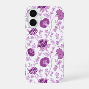 Jacobean Floral Big Pattern Pinks on White iPhone 16 Case