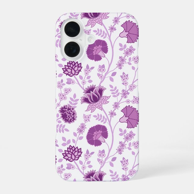 Jacobean Floral Big Pattern Pinks on White iPhone Case (Back)