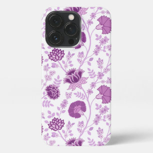 Jacobean Floral Big Pattern Pinks on White iPhone 13 Pro Case