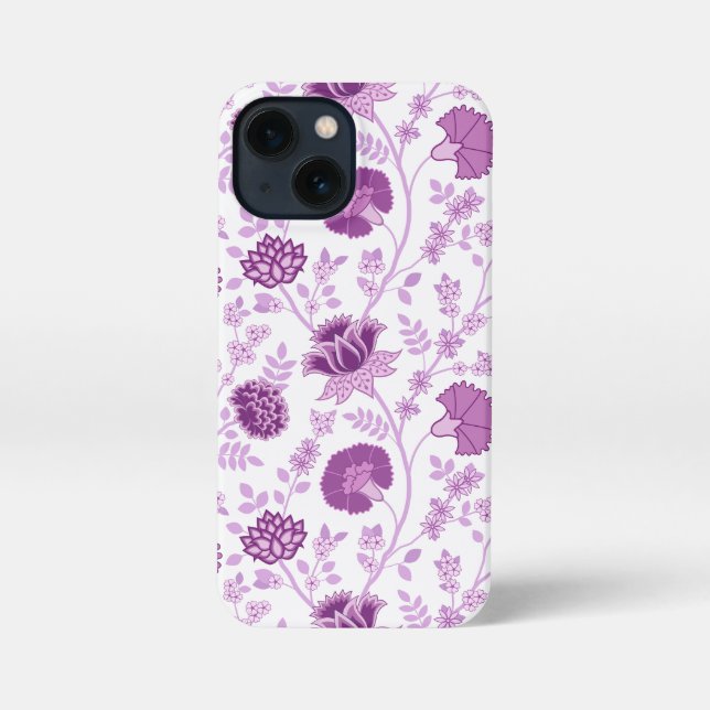 Jacobean Floral Big Pattern Pinks on White iPhone Case (Back)
