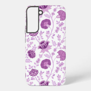 Jacobean Floral Big Pattern Pinks on White Samsung Galaxy S22+ Case