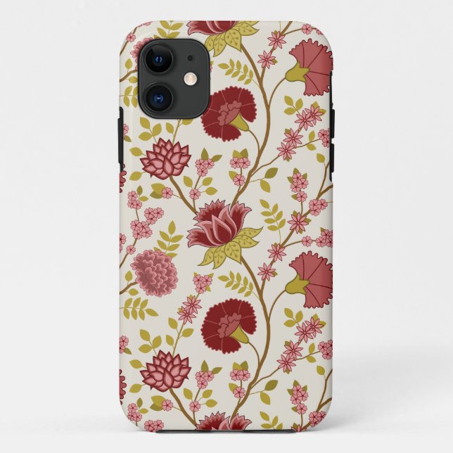 Jacobean Floral Big Pattern Reds Pinks Gold Cream Case-Mate iPhone Case (Back)