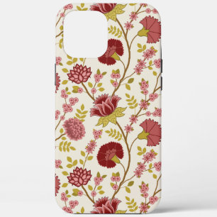 Jacobean Floral Big Pattern Reds Pinks Gold Cream iPhone 12 Pro Max Case