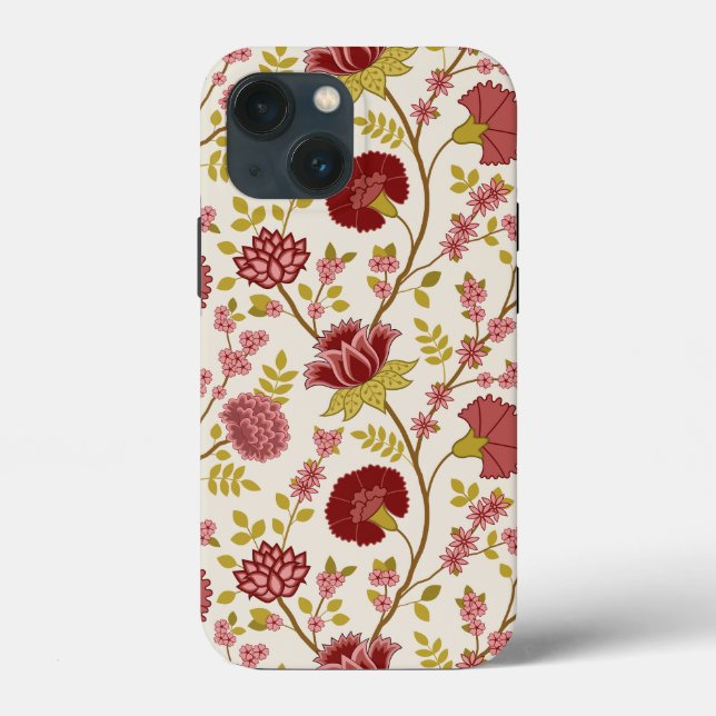 Jacobean Floral Big Pattern Reds Pinks Gold Cream Case-Mate iPhone Case (Back)
