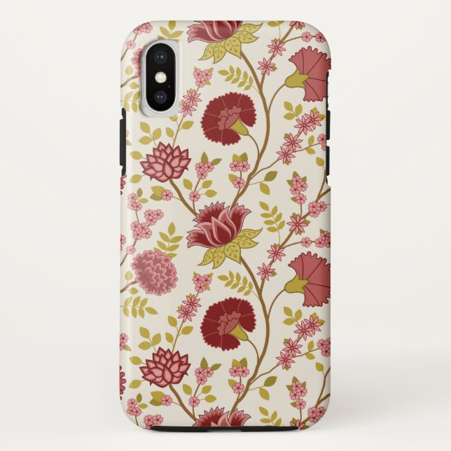 Jacobean Floral Big Pattern Reds Pinks Gold Cream Case-Mate iPhone Case (Back)