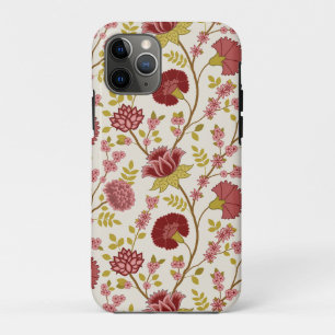 Jacobean Floral Big Pattern Reds Pinks Gold Cream iPhone 11 Pro Case