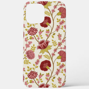 Jacobean Floral Big Pattern Reds Pinks Gold Cream iPhone 12 Pro Max Case