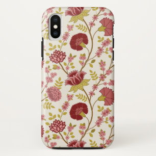 Jacobean Floral Big Pattern Reds Pinks Gold Cream iPhone XS Case