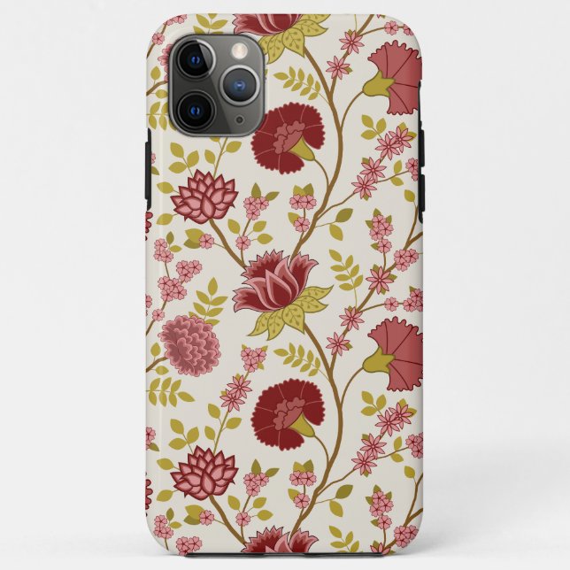 Jacobean Floral Big Pattern Reds Pinks Gold Cream Case-Mate iPhone Case (Back)