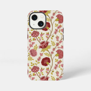 Jacobean Floral Big Pattern Reds Pinks Gold Cream iPhone 13 Mini Case