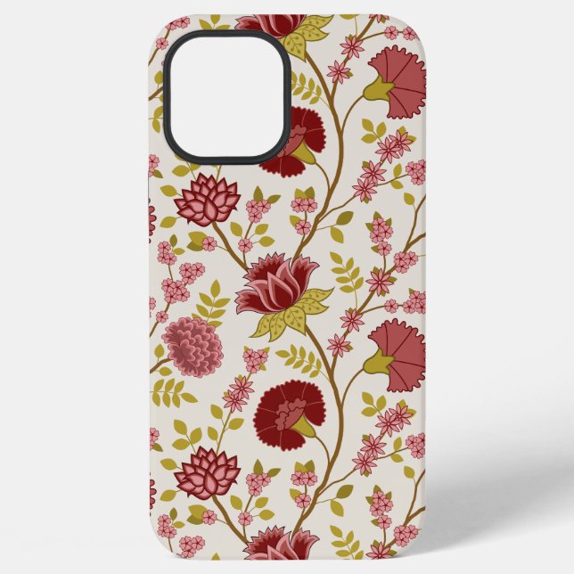 Jacobean Floral Big Pattern Reds Pinks Gold Cream iPhone Case (Back)