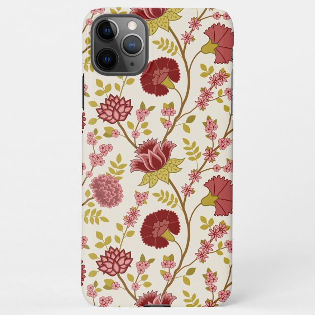 Jacobean Floral Big Pattern Reds Pinks Gold Cream iPhone Case (Back)