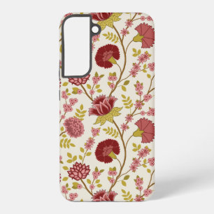 Jacobean Floral Big Pattern Reds Pinks Gold Cream Samsung Galaxy S22+ Case