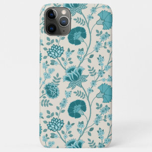 Jacobean Floral Big Pattern Teals on Cream iPhone 11 Pro Max Case