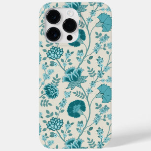 Jacobean Floral Big Pattern Teals on Cream Case-Mate iPhone 14 Pro Max Case