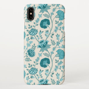 Jacobean Floral Big Pattern Teals on Cream iPhone XS Max Case