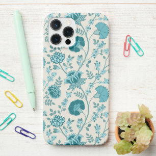 Jacobean Floral Big Pattern Teals on Cream iPhone 12 Pro Max Case