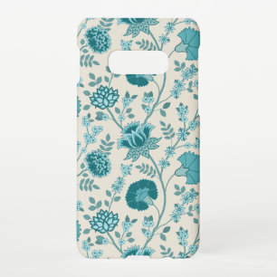 Jacobean Floral Big Pattern Teals on Cream Samsung Galaxy S10E Case