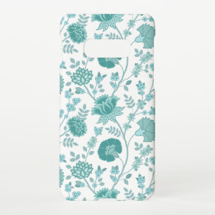 Jacobean Floral Big Pattern Teals on White Samsung Galaxy S10E Case