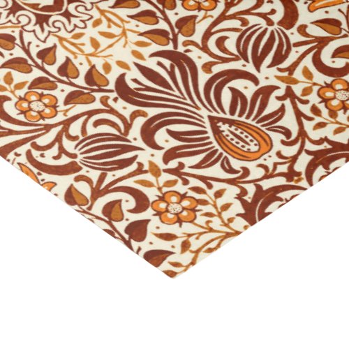 Jacobean Floral Damask Beige and Chocolate Brown Tissue Paper