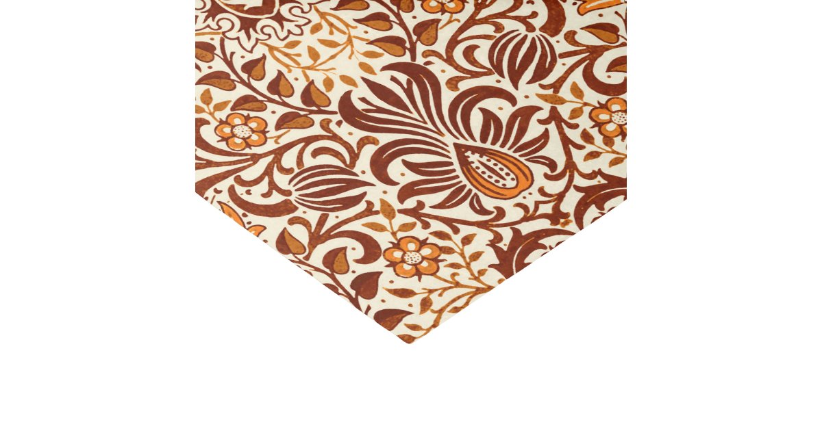 Jacobean Floral Damask, Beige and Chocolate Brown Tissue Paper