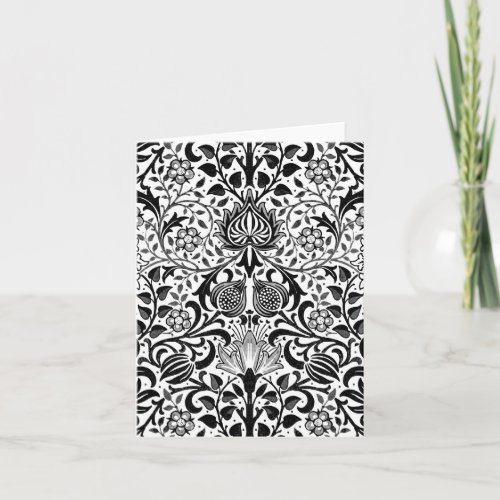 Jacobean Floral Damask Black White and Gray  Card