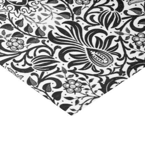Jacobean Floral Damask Black White and Gray Tissue Paper