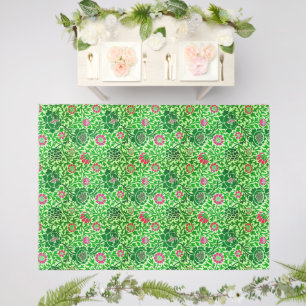 Jacobean Floral, Emerald and Lime Green Outdoor Rug