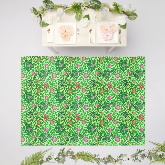 Jacobean Floral, Emerald and Lime Green Outdoor Rug (Insitu (Wedding 2))