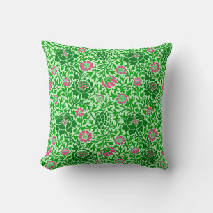 Jacobean Floral, Emerald and Lime Green Throw Pillow