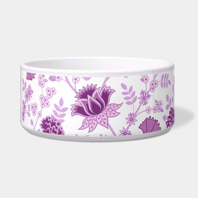 Jacobean Floral Lg Pattern Pinks on White Bowl (Front)